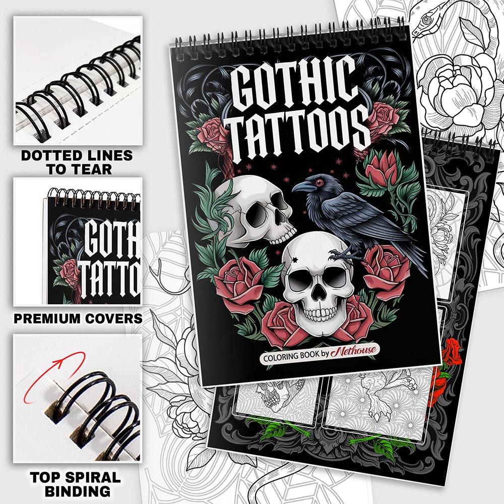 NETHOUSE Gothic Tattoos Coloring Pages for Adults