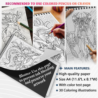 NETHOUSE Gothic Tattoos Coloring Sheets for Adults