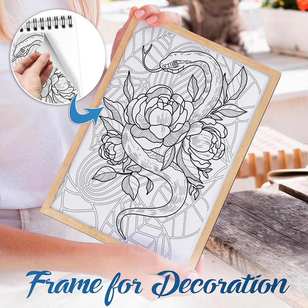 NETHOUSE Gothic Tattoos Spiral Bound Coloring Book for Adults