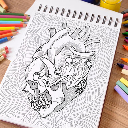 NETHOUSE Gothic Tattoos Coloring Book Spiral Bound for Adults