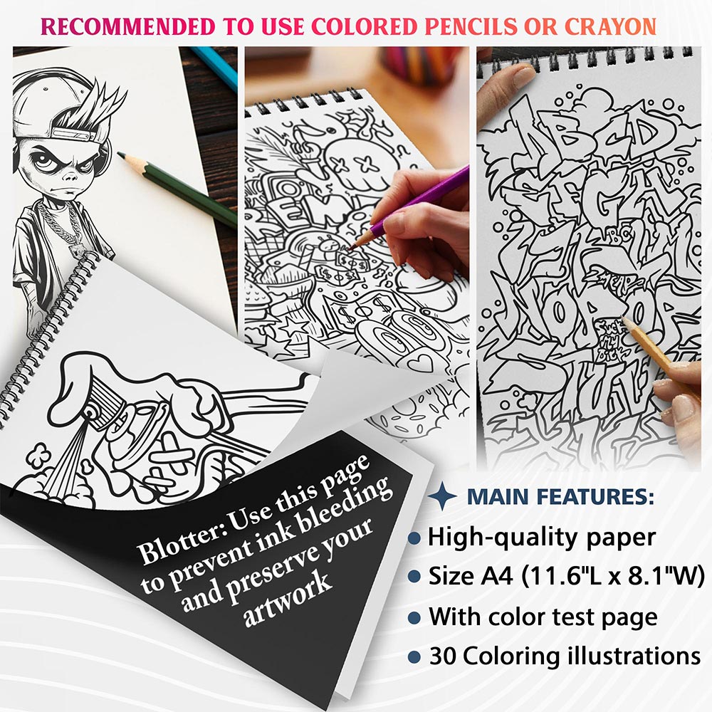 NETHOUSE Graffiti City Coloring Sheets For Adults