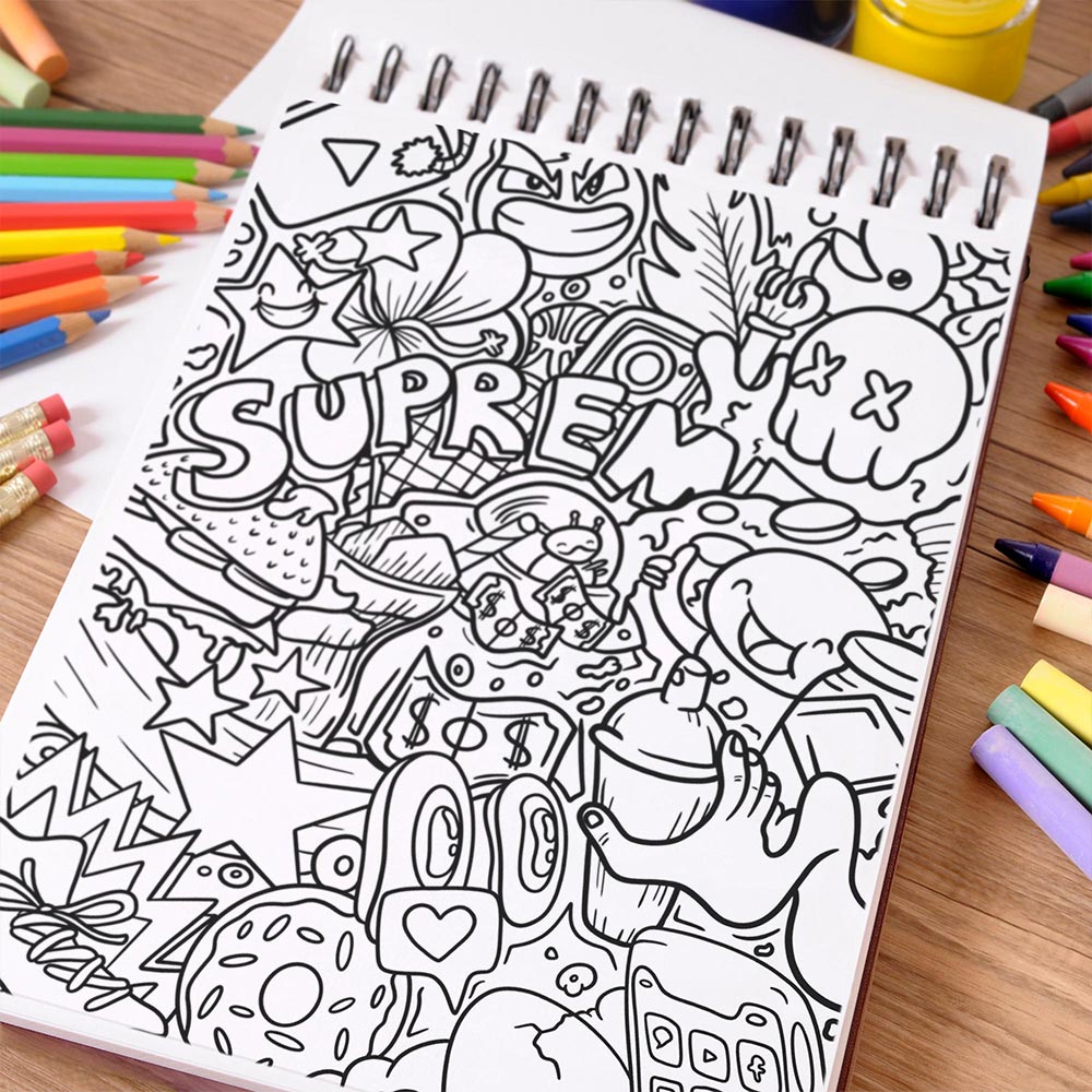 NETHOUSE Graffiti City Coloring Book Spiral Bound For Adults