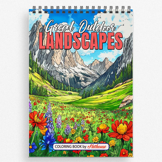 NETHOUSE Great Outdoor Landscapes Coloring Book For Adults