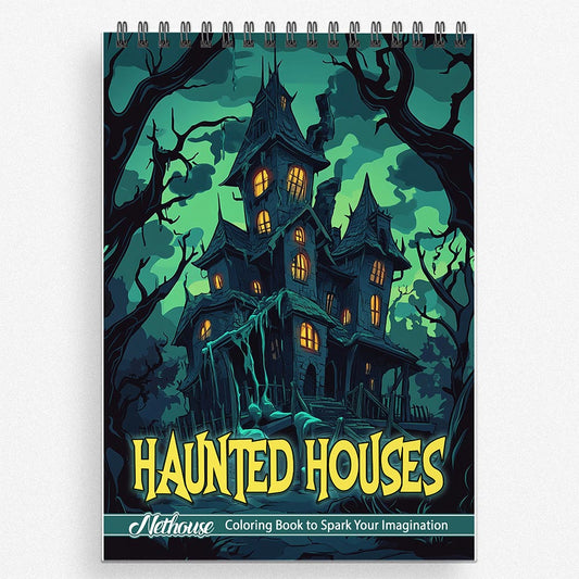 NETHOUSE Haunted Houses Coloring Book For Adults