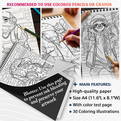 NETHOUSE Hip Hop Animals Coloring Sheets For Adults