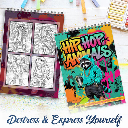 NETHOUSE Hip Hop Animals Spiral Coloring Book For Adults
