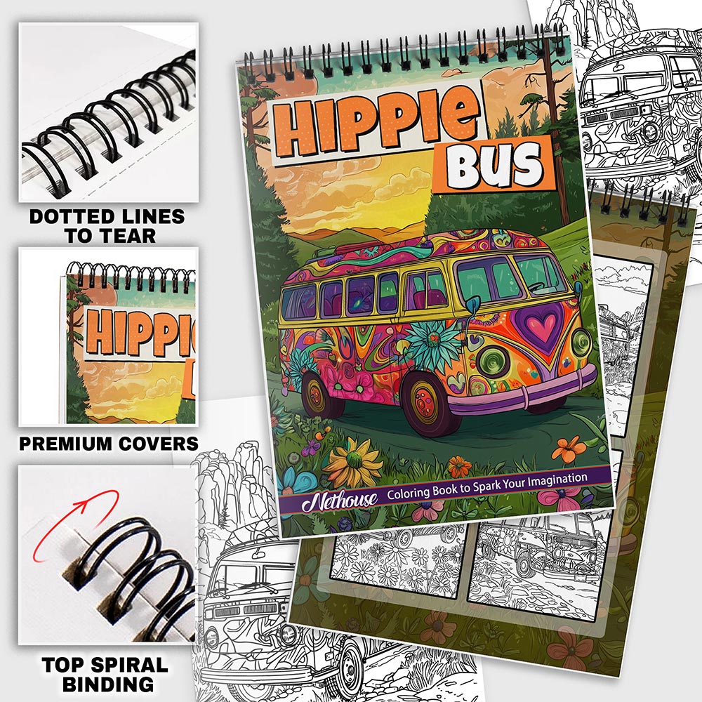 NETHOUSE Hippie Bus Coloring Pages For Adults
