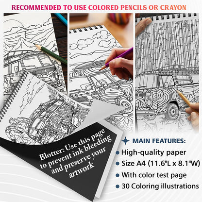 NETHOUSE Hippie Bus Coloring Sheets For Adults