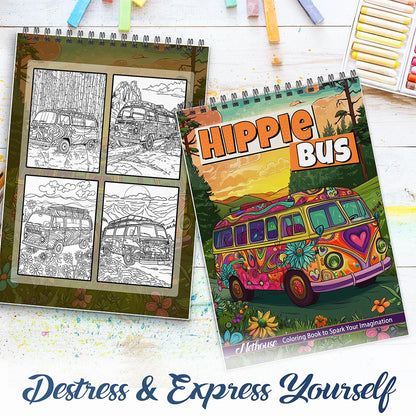 NETHOUSE Hippie Bus Spiral Coloring Book For Adults