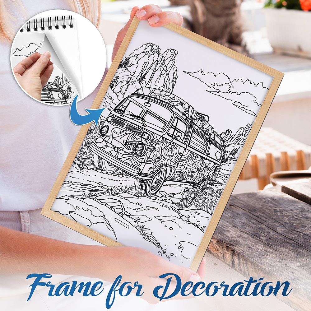 NETHOUSE Hippie Bus Spiral Bound Coloring Book For Adults