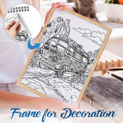 NETHOUSE Hippie Bus Spiral Bound Coloring Book For Adults