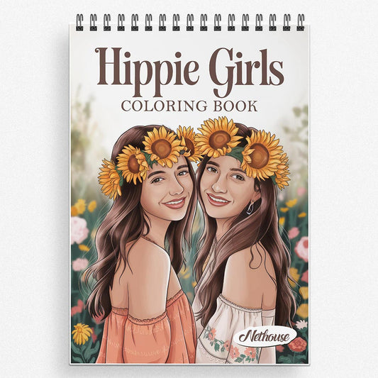 NETHOUSE Hippie Girls Coloring Book For Adults