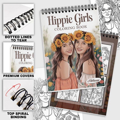 NETHOUSE Hippie Girls Coloring Pages For Adults