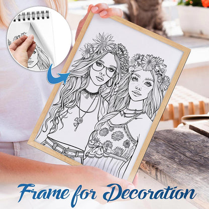 NETHOUSE Hippie Girls Spiral Bound Coloring Book For Adults