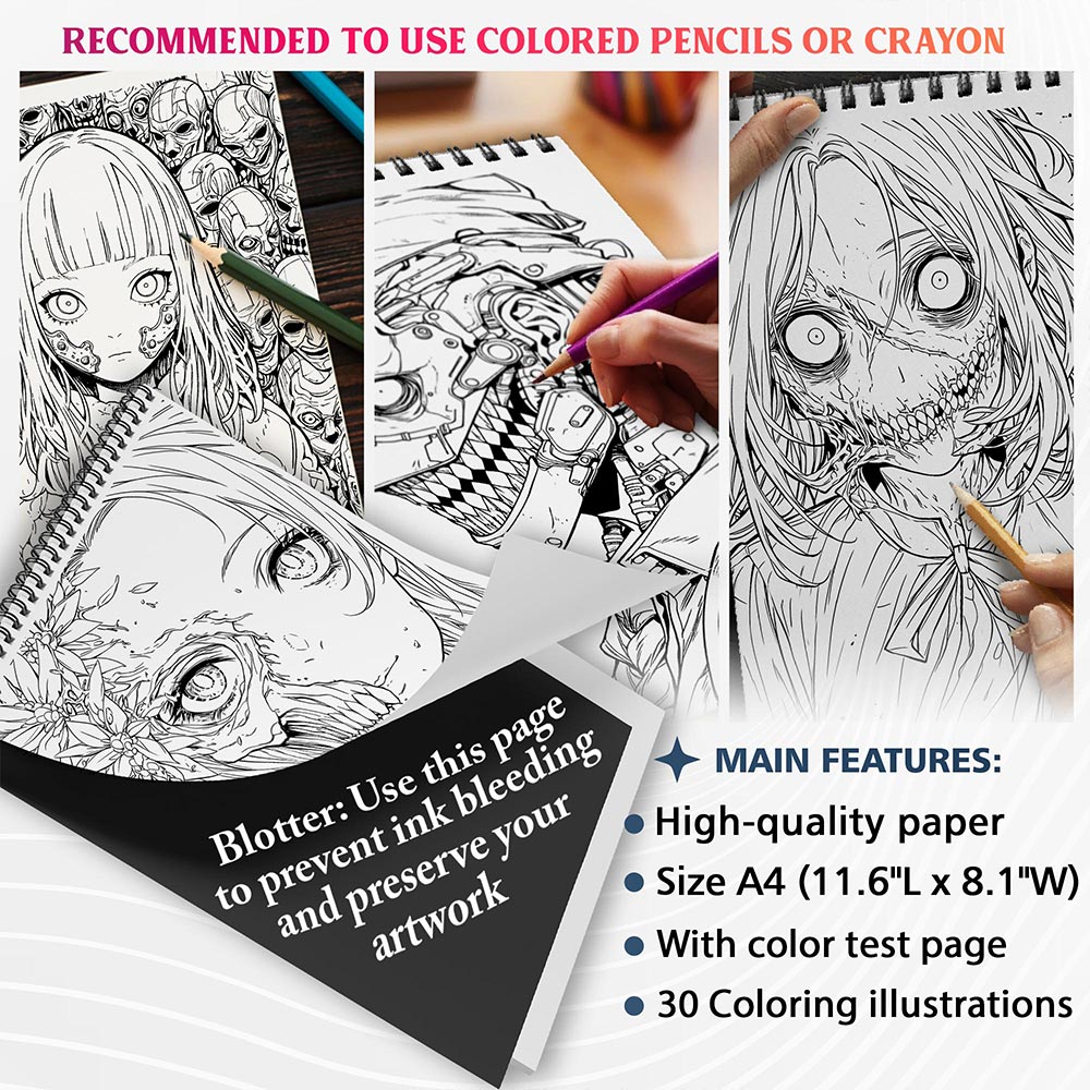 NETHOUSE Horror Anime Coloring Sheets For Adults