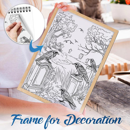 NETHOUSE Horror Cemetery Spiral Bound Coloring Book For Adults