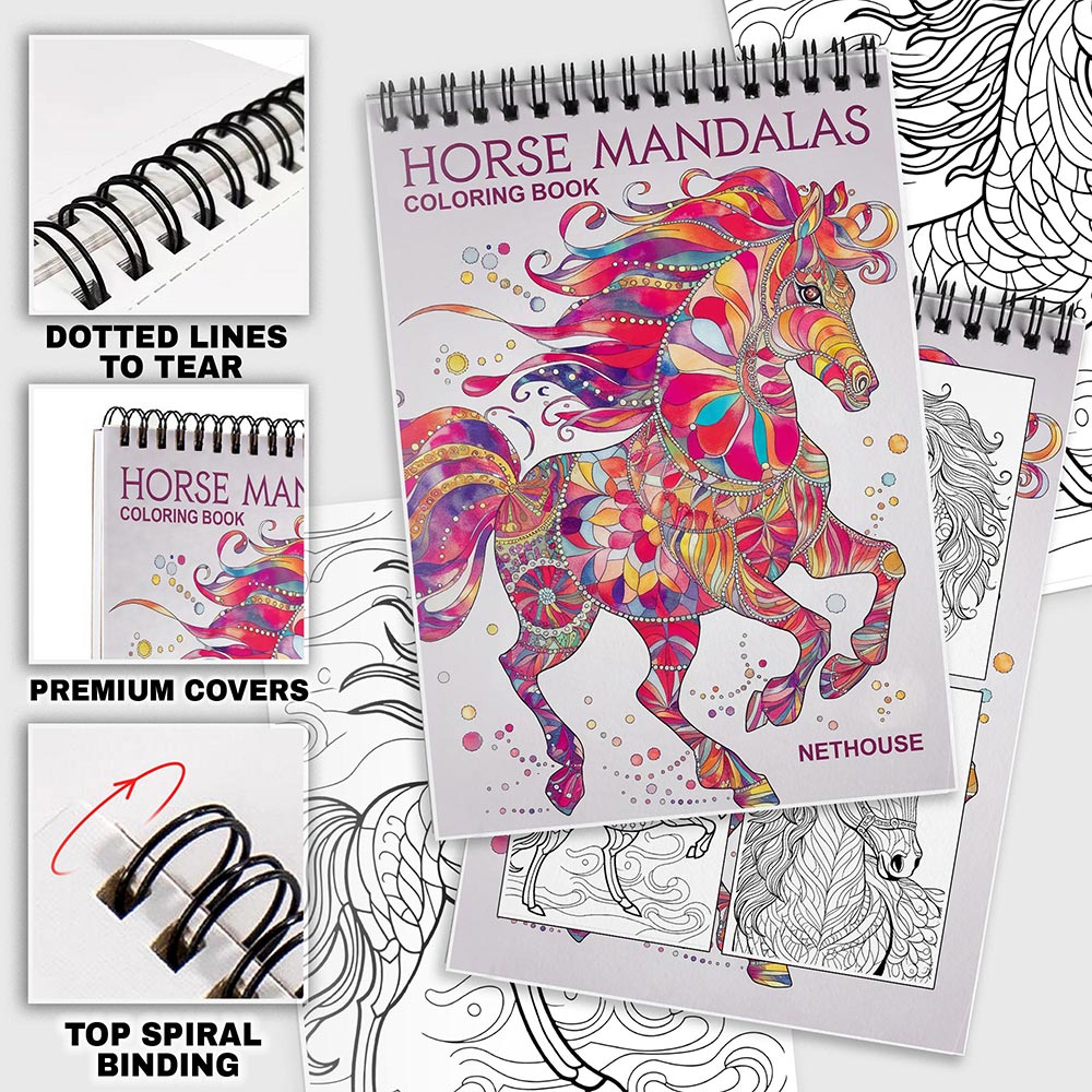 NETHOUSE Horse Mandalas Coloring Pages for Adults