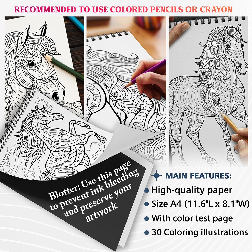 NETHOUSE Horse Mandalas Coloring Sheets for Adults