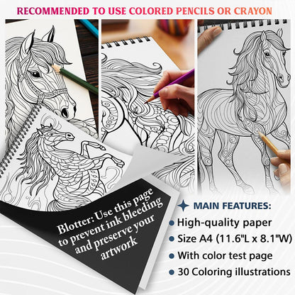 NETHOUSE Horse Mandalas Coloring Sheets for Adults