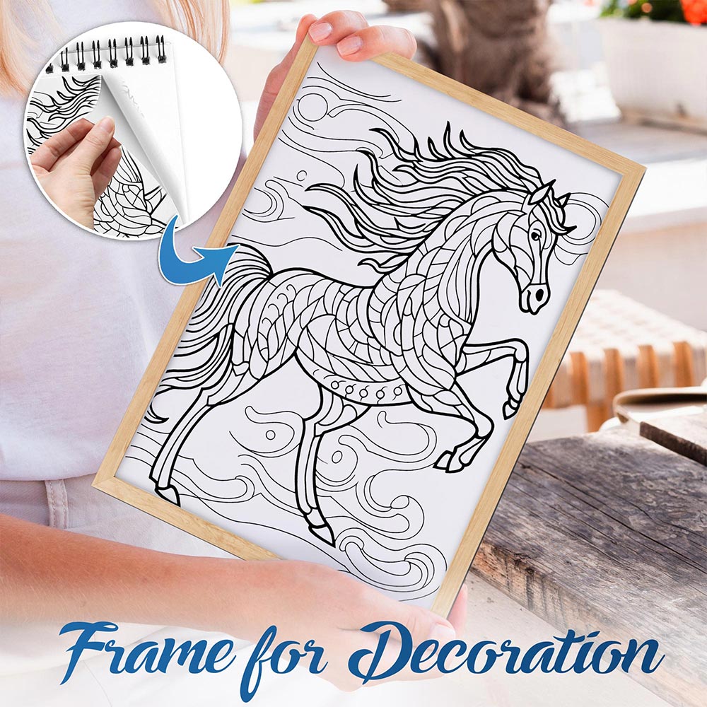 NETHOUSE Horse Mandalas Spiral Bound Coloring Book for Adults