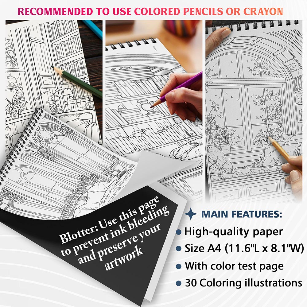 NETHOUSE Interior Design Coloring Sheets For Adults