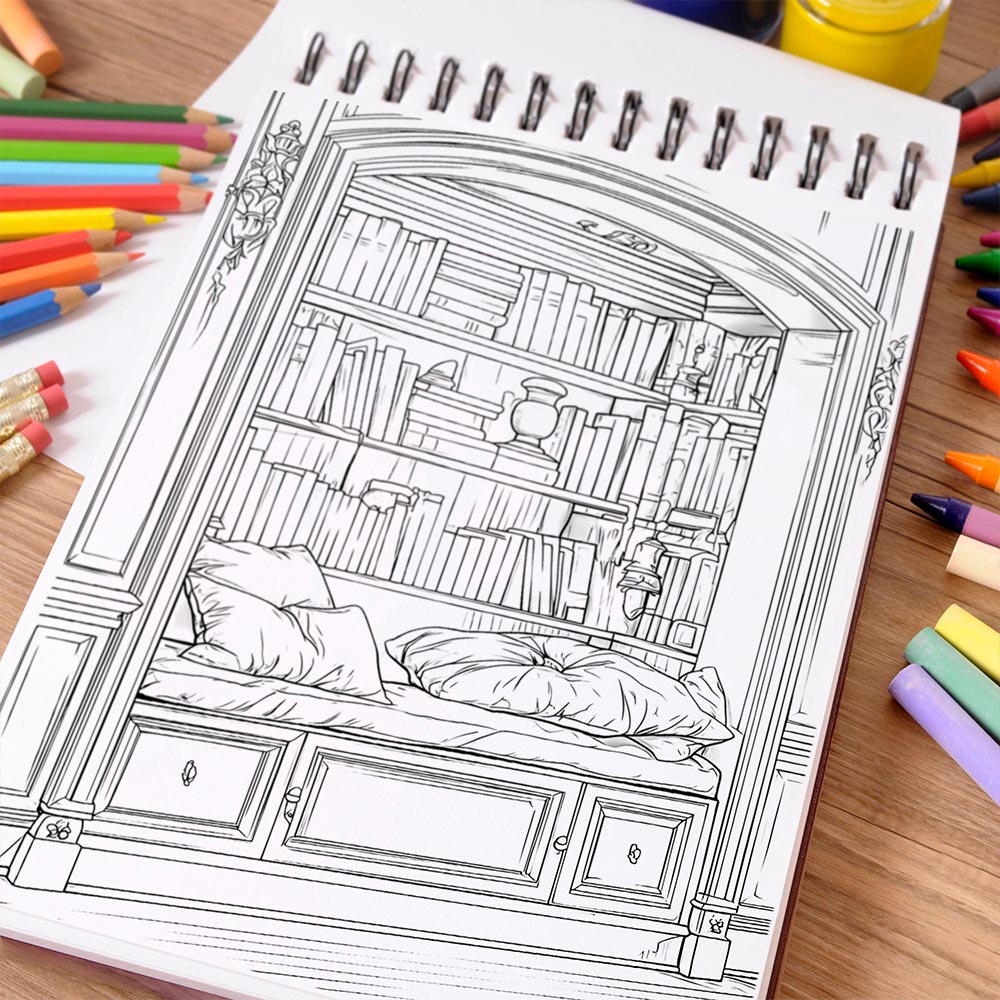 NETHOUSE Interior Design Coloring Book Spiral Bound For Adults