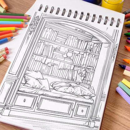 NETHOUSE Interior Design Coloring Book Spiral Bound For Adults