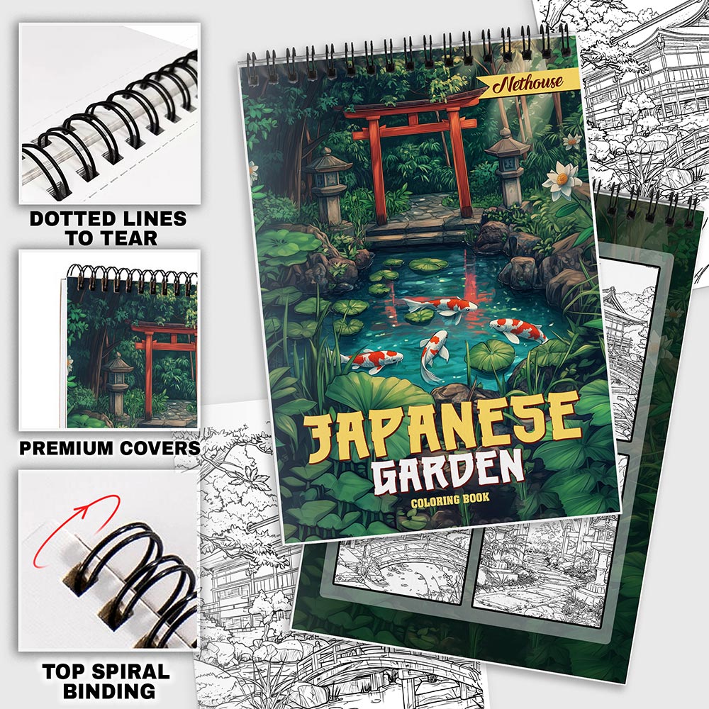NETHOUSE Japanese Garden Coloring Pages For Adults