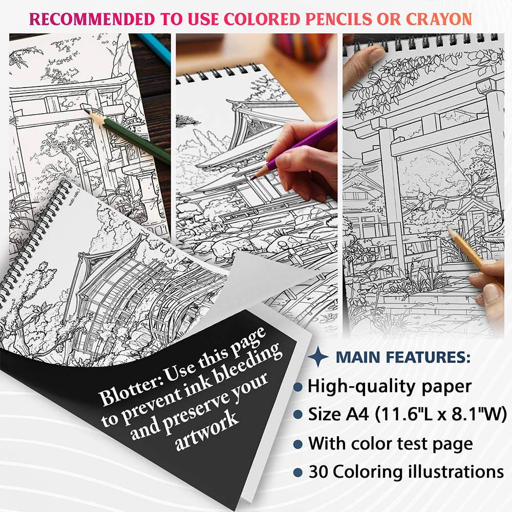 NETHOUSE Japanese Garden Coloring Sheets For Adults