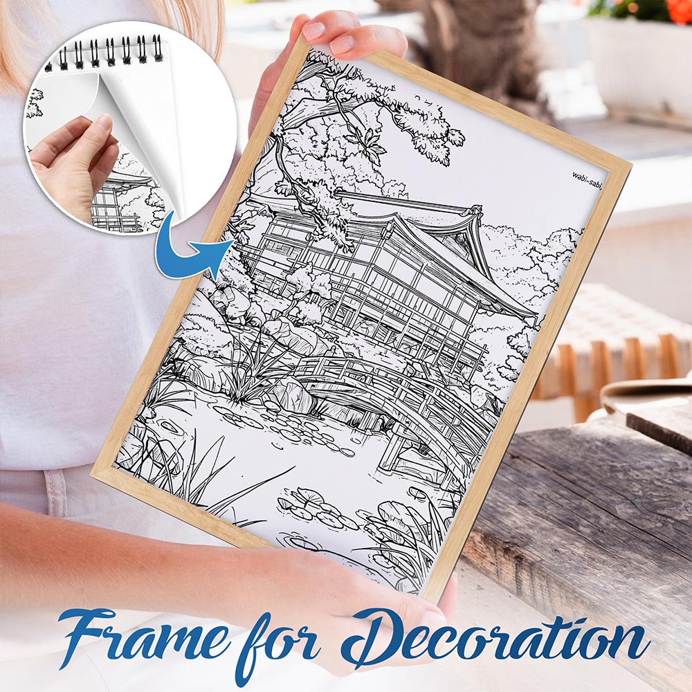 NETHOUSE Japanese Garden Spiral Bound Coloring Book For Adults