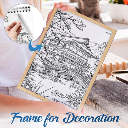 NETHOUSE Japanese Garden Spiral Bound Coloring Book For Adults