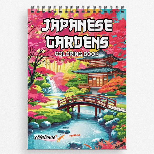 NETHOUSE Japanese Gardens Coloring Book for Adults