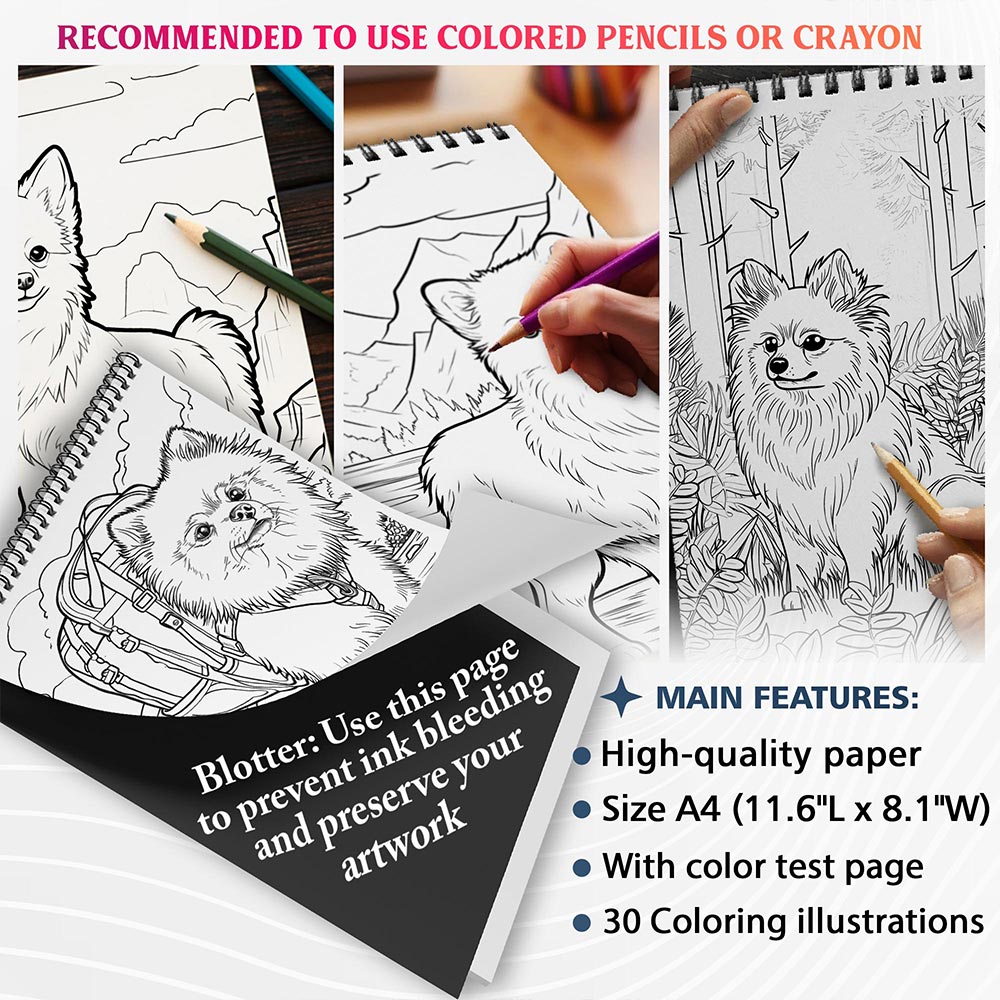 NETHOUSE Journey of Pomeranian Coloring Sheets For Adults