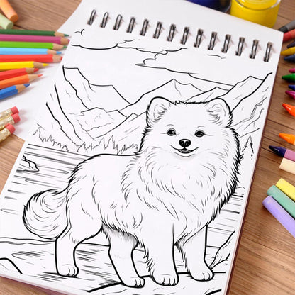 NETHOUSE Journey of Pomeranian Coloring Book Spiral Bound For Adults
