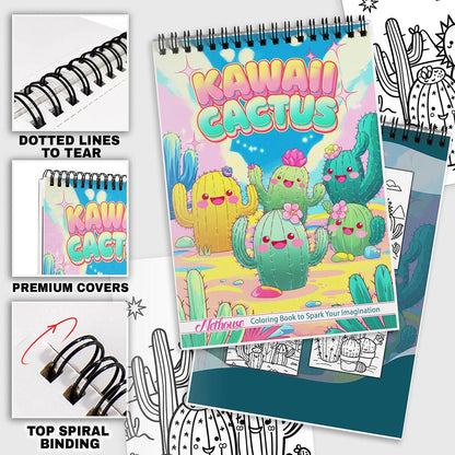 NETHOUSE Kawaii Cactus Coloring Pages For Adults
