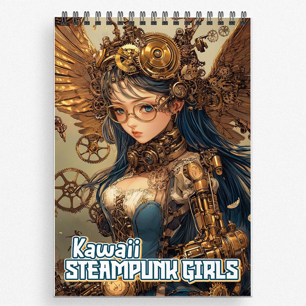 NETHOUSE Kawaii Steampunk Girls Coloring Book For Adults