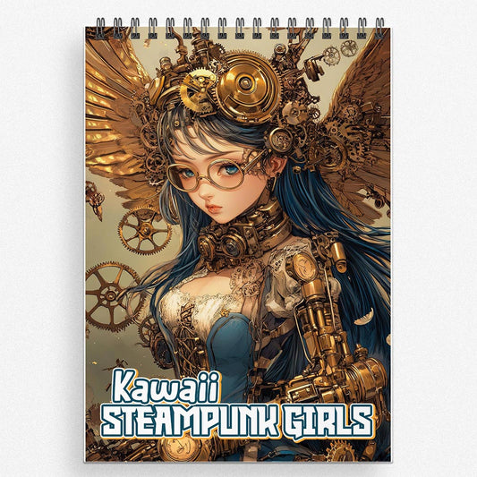 NETHOUSE Kawaii Steampunk Girls Coloring Book For Adults