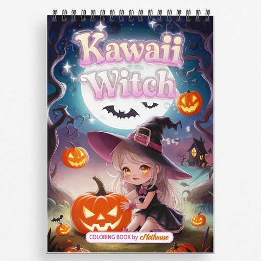 NETHOUSE Kawaii Witch Coloring Book For Adults