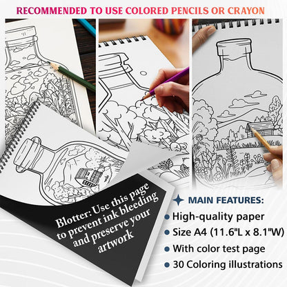 NETHOUSE Landscape In Bottle Coloring Sheets For Adults
