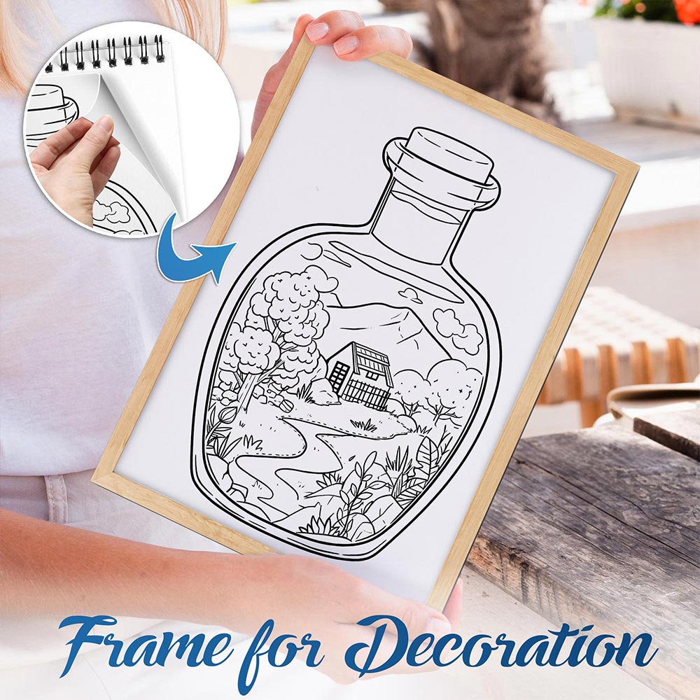 NETHOUSE Landscape In Bottle Spiral Bound Coloring Book For Adults