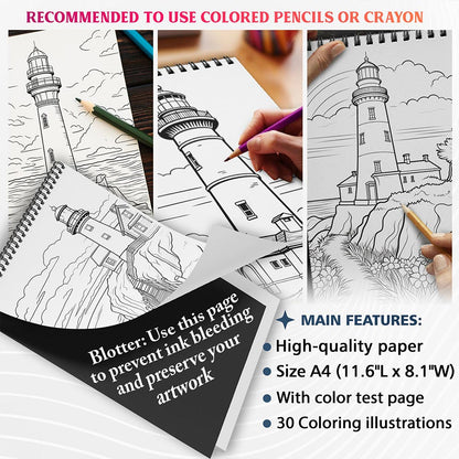 NETHOUSE Lighthouse Coloring Sheets For Adults