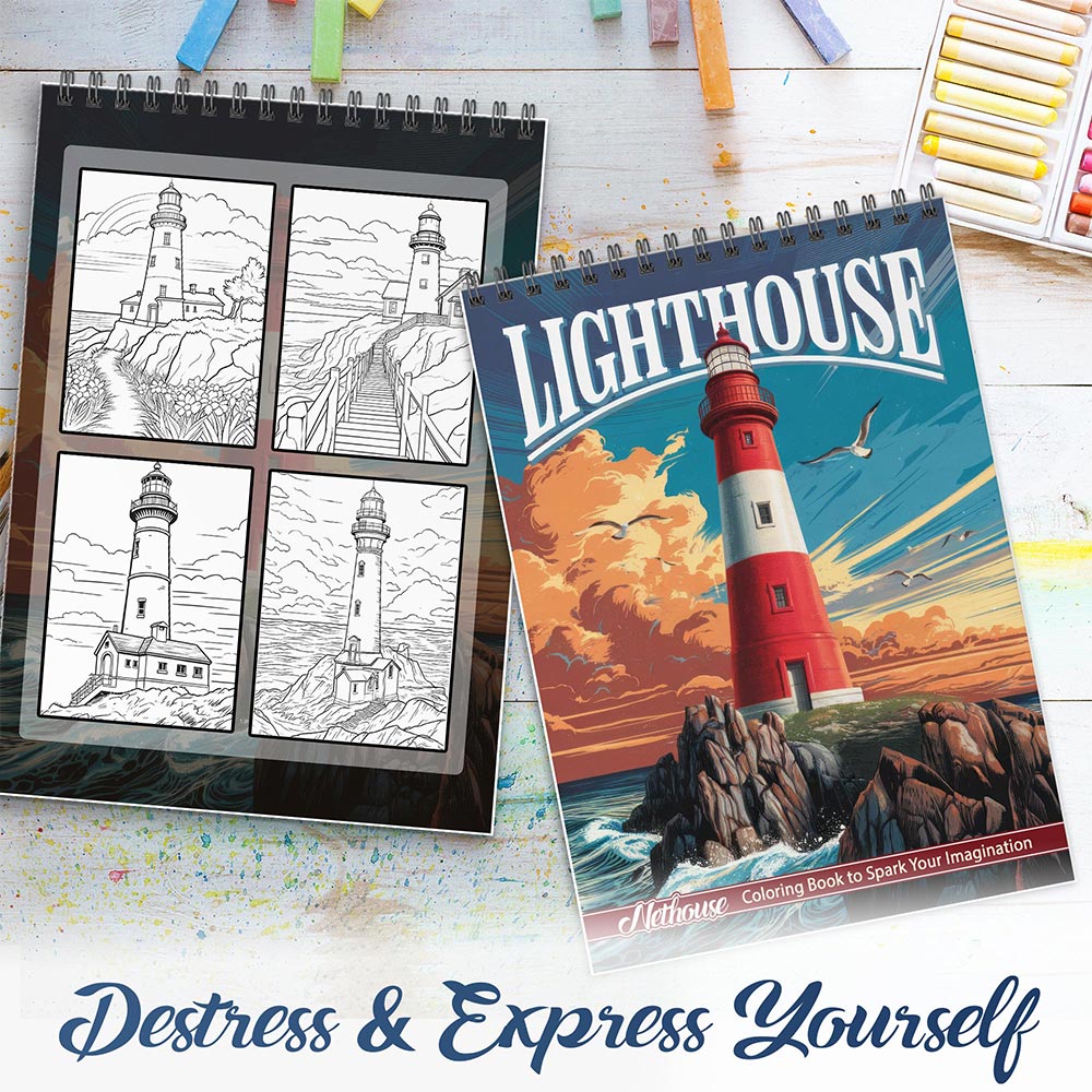 NETHOUSE Lighthouse Spiral Coloring Book For Adults