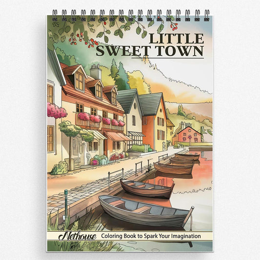 NETHOUSE Little Sweet Town Coloring Book For Adults
