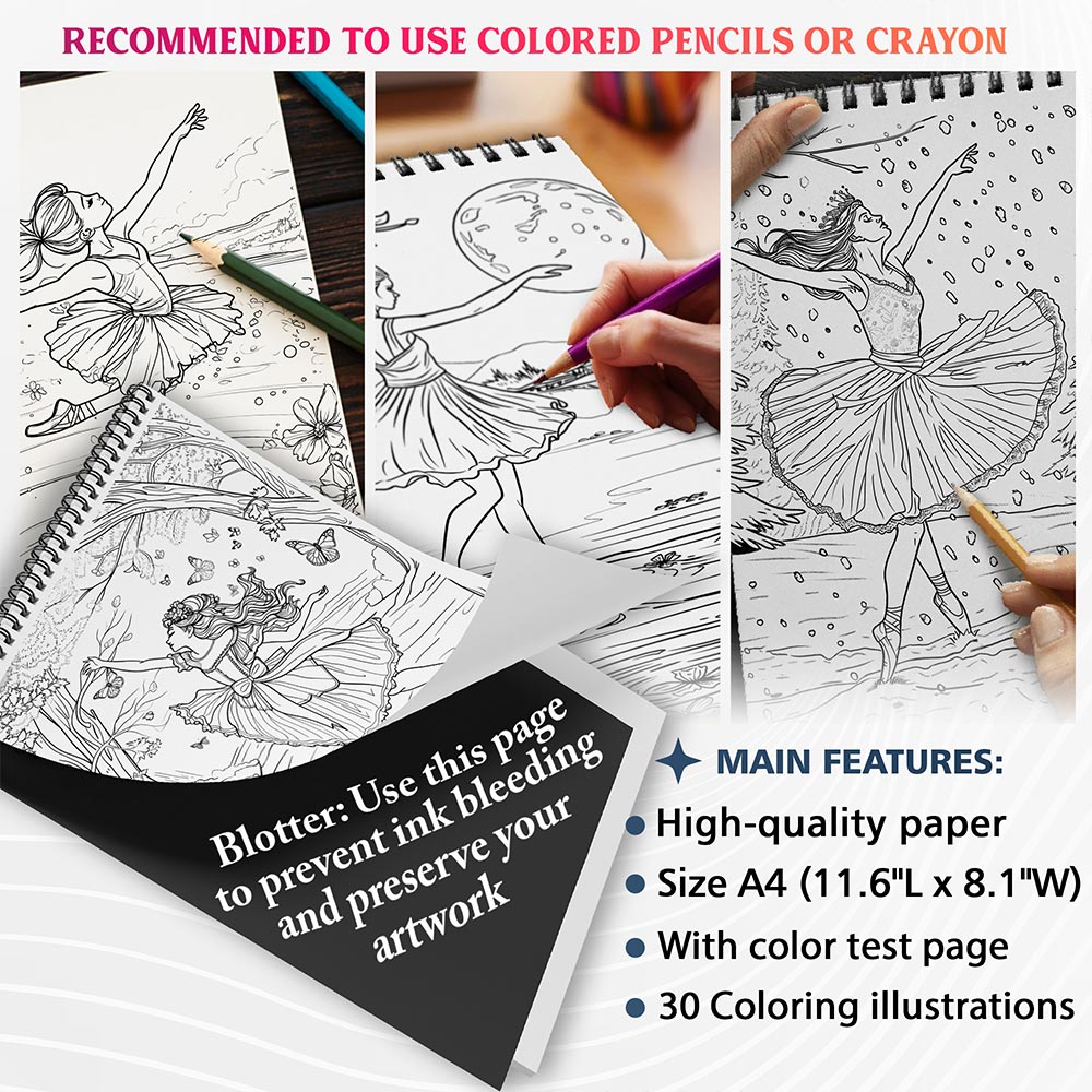 NETHOUSE Magic Ballet Coloring Sheets For Adults