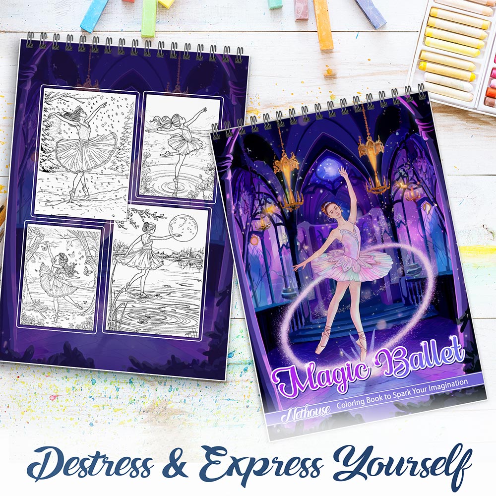 NETHOUSE Magic Ballet Spiral Coloring Book For Adults