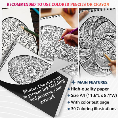 NETHOUSE Mandala Easter Egg Coloring Sheets For Adults