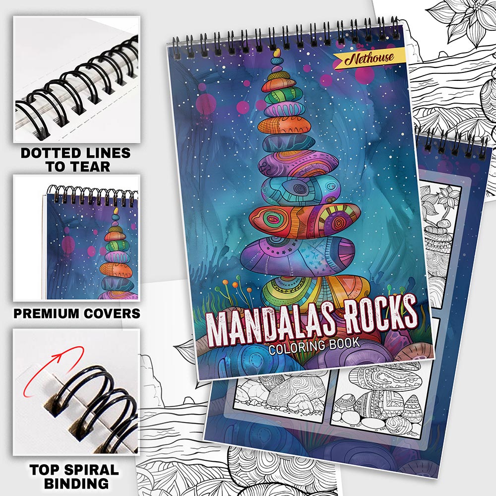 NETHOUSE Mandalas Rocks Coloring Pages For Adults