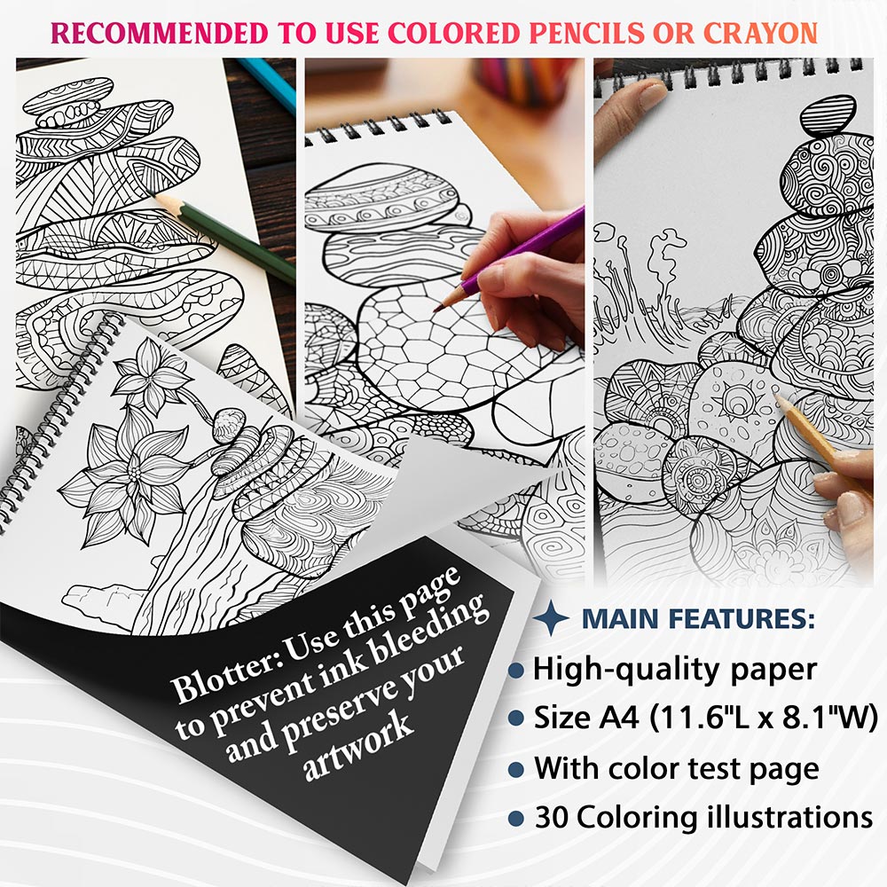 NETHOUSE Mandalas Rocks Coloring Sheets For Adults