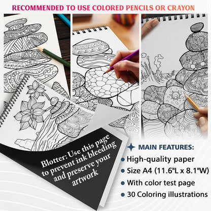 NETHOUSE Mandalas Rocks Coloring Sheets For Adults