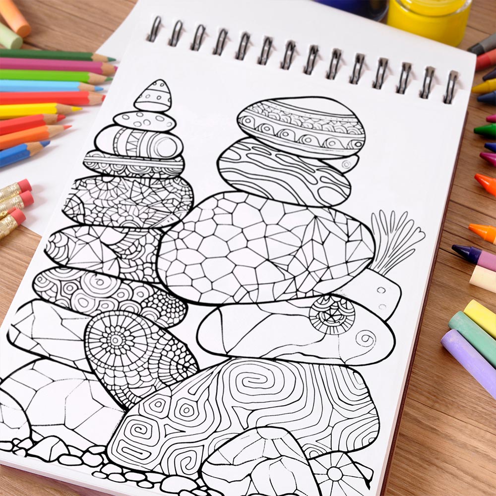 NETHOUSE Mandalas Rocks Coloring Book Spiral Bound For Adults